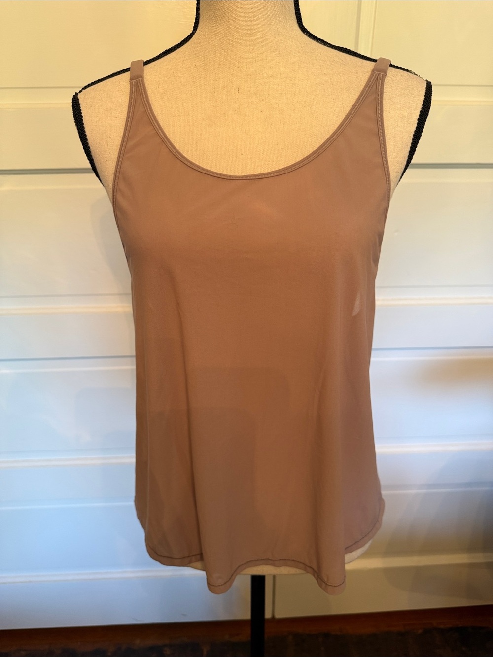 Lululemon Taupe Sheer Mesh cami Tank Top Lightweight Layering yoga athleasure 6